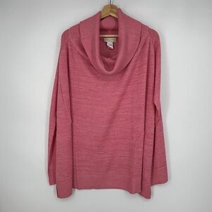 Sigrid Olsen Studio Missy One Size Poncho Sweater Pink Heather Cotton Linen Knit
